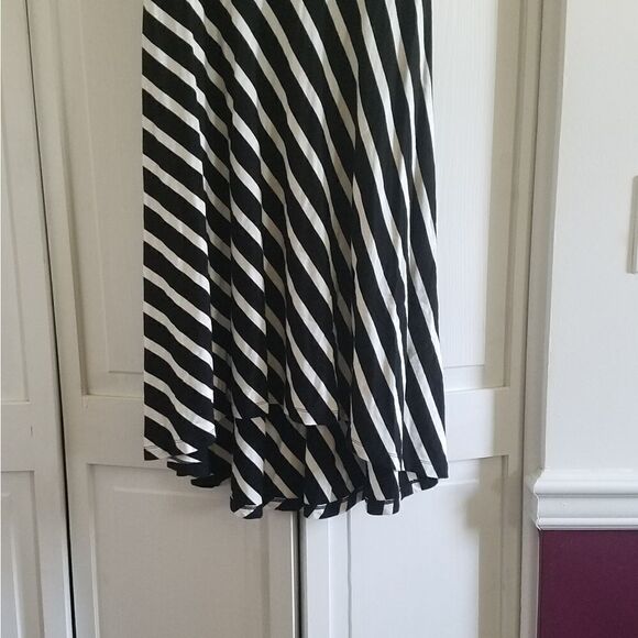 LOFT Black & White Stripe Strapless Dress - Picture 2 of 6